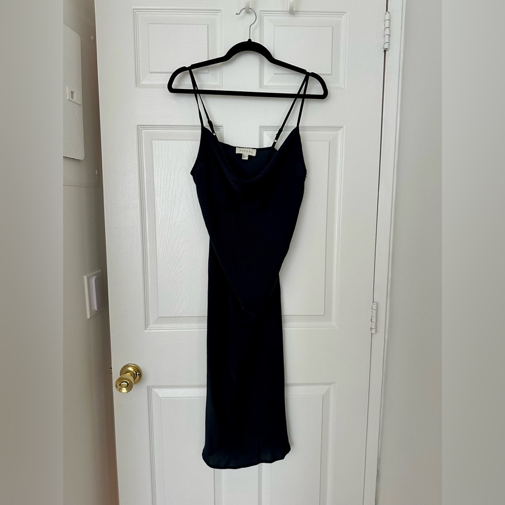 Black Cowl Neck Midi Slip Dress